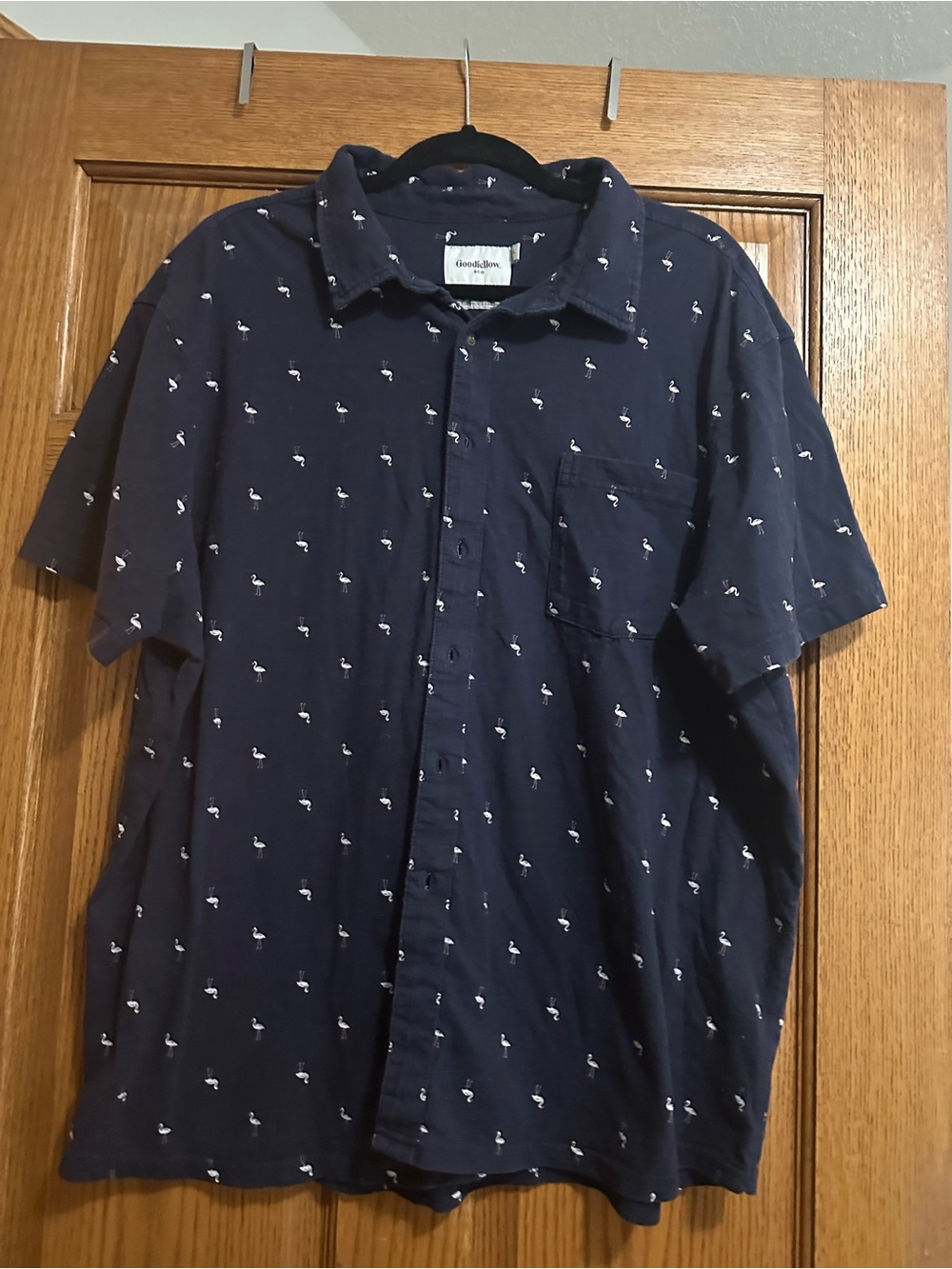 Goodfellow & Co Men’s Navy Short-Sleeve Button-Up Shirt xxl